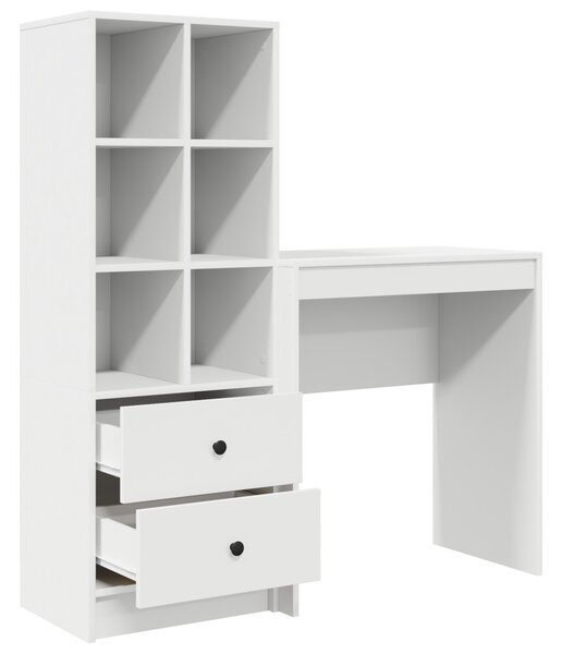 Asztal fiókkal polcokkal tárolóval 2 pcs Fehér