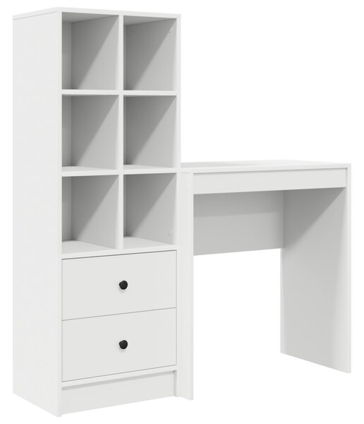Asztal fiókkal polcokkal tárolóval 2 pcs Fehér