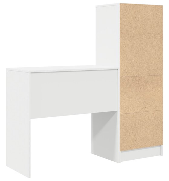 Asztal fiókkal polcokkal tárolóval 2 pcs Fehér