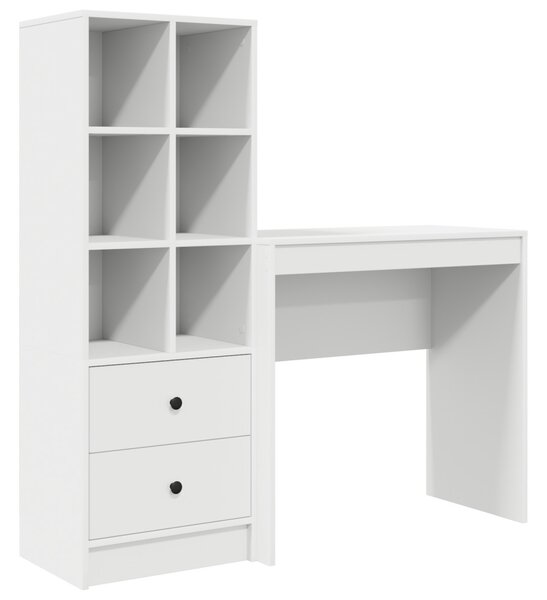 Asztal fiókkal polcokkal tárolóval 2 pcs Fehér
