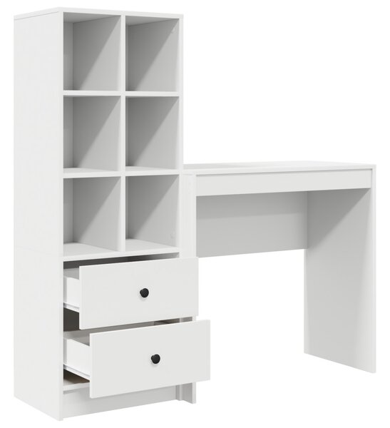 Asztal fiókkal polcokkal tárolóval 2 pcs Fehér
