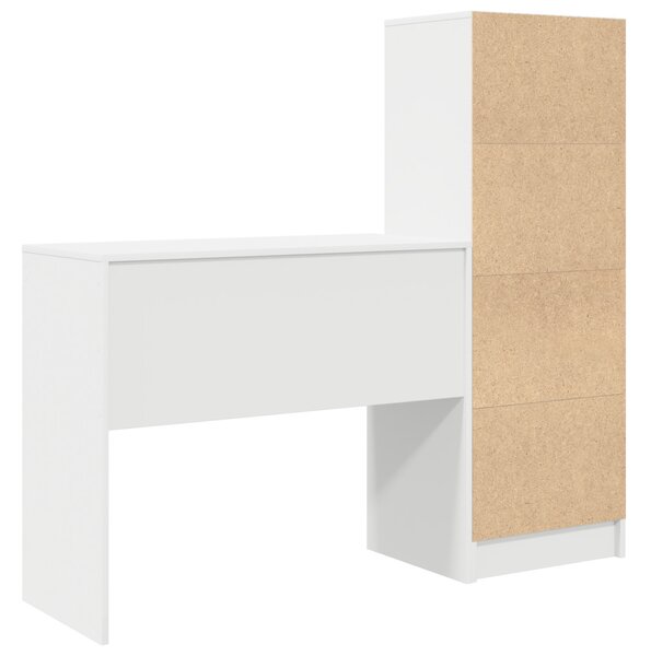 Asztal fiókkal polcokkal tárolóval 2 pcs Fehér