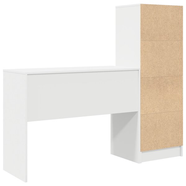 Asztal fiókkal polcokkal tárolóval 2 pcs Fehér