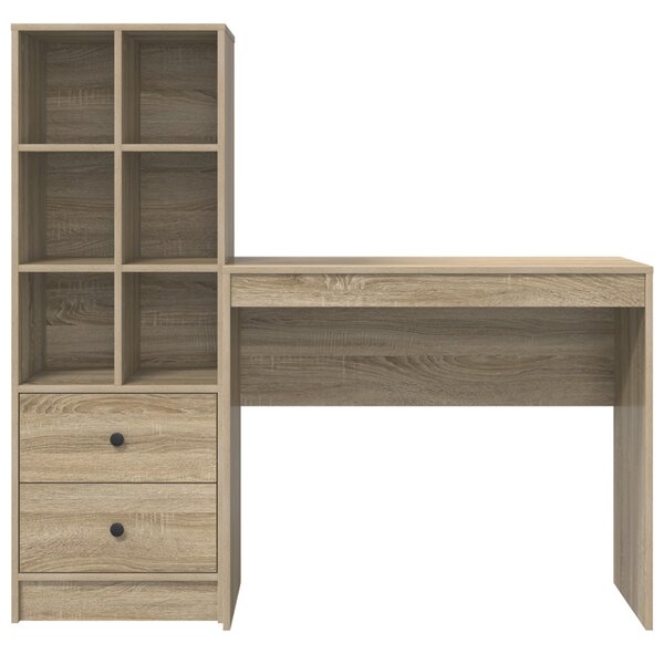 Asztal fiókkal polcokkal tárolóval 2 pcs Sonoma tölgy