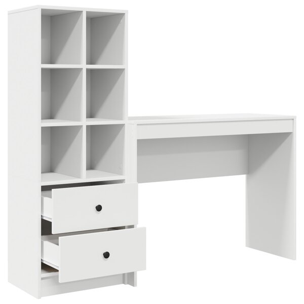 Asztal fiókkal polcokkal tárolóval 2 pcs Fehér