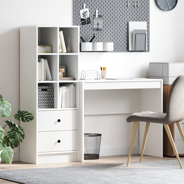 Asztal fiókkal polcokkal tárolóval 2 pcs Fehér