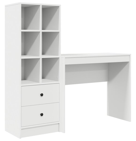 Asztal fiókkal polcokkal tárolóval 2 pcs Fehér