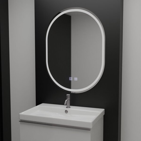 LED Tükör Ovala, 50x100 cm, Velara Touch, páramentesítő rendszerrel, dimmelhető