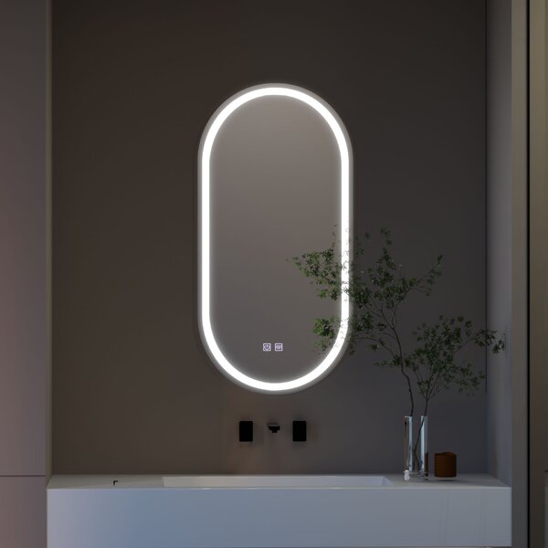 LED Tükör Ovala, 50x100 cm, Velara Touch, páramentesítő rendszerrel, dimmelhető