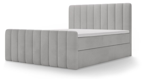 MAGIC kárpitozott boxspring ágy lábvéggel 140x200 - szürke
