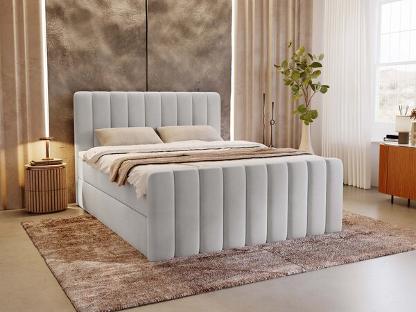 MAGIC kárpitozott boxspring ágy lábvéggel 140x200 - szürke