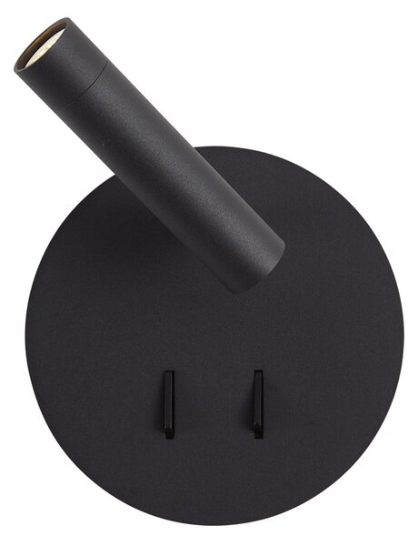 Modern Fekete Fali Lámpa LED-del és USB-C-vel - Croft