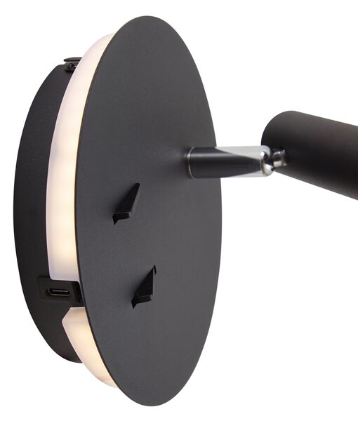 Modern Fekete Fali Lámpa LED-del és USB-C-vel - Croft