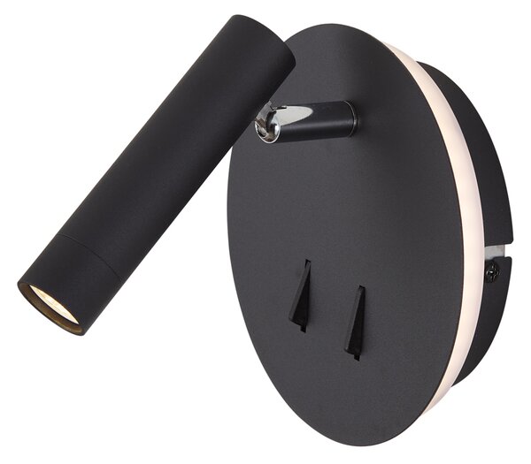 Modern Fekete Fali Lámpa LED-del és USB-C-vel - Croft
