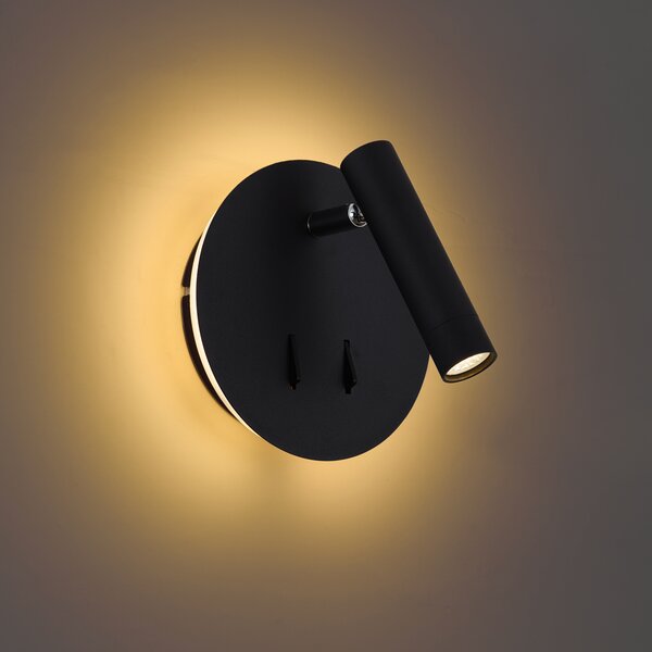 Modern Fekete Fali Lámpa LED-del és USB-C-vel - Croft