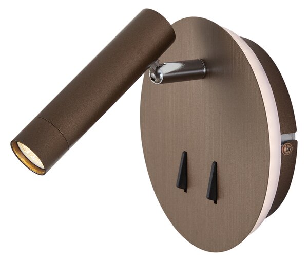 Modern fali lámpa sötét bronz LED-del és USB-C-vel - Croft