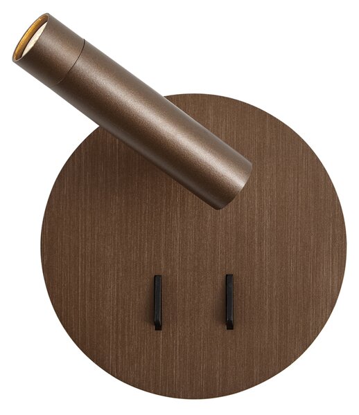 Modern fali lámpa sötét bronz LED-del és USB-C-vel - Croft