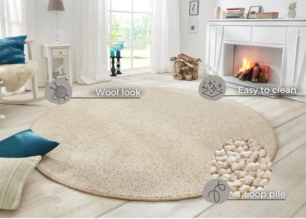 Krémszínű kerek szőnyeg ø 133 cm Wolly – BT Carpet