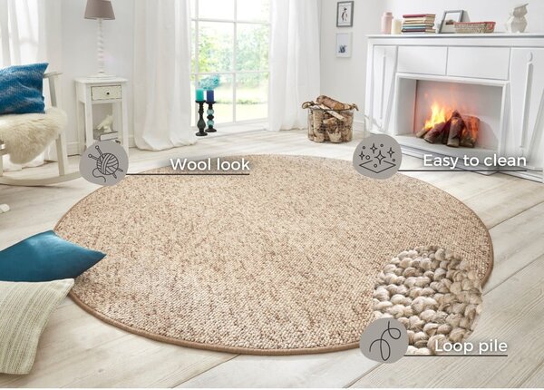 Világosbarna kerek szőnyeg ø 133 cm Wolly – BT Carpet