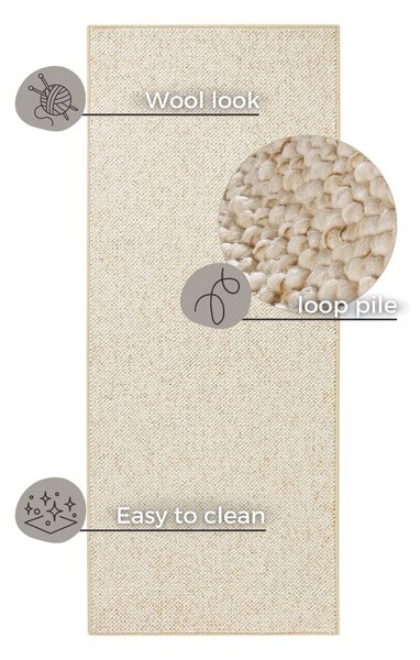 Krémszínű futószőnyeg 80x300 cm Wolly – BT Carpet
