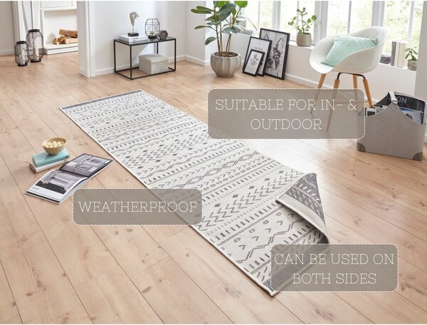 Kuba szürke-krémszínű kültéri szőnyeg, 250 x 80 cm - NORTHRUGS