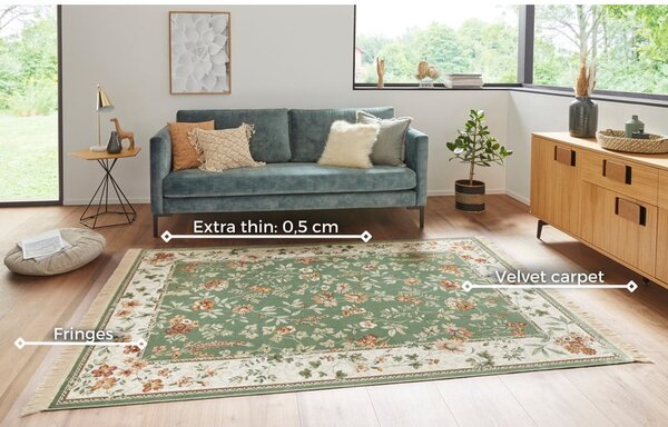 Zöld-krémszínű viszkóz szőnyeg 95x140 cm Oriental – Nouristan