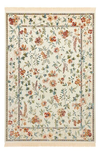 Krémszínű viszkóz szőnyeg 135x195 cm Oriental Flowers – Nouristan