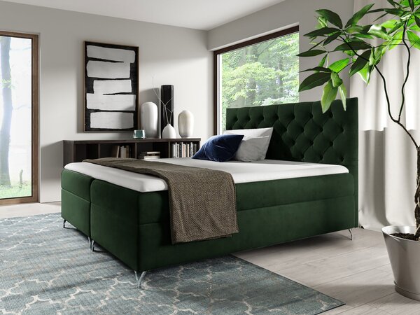 Wilsondo GULIETTE kárpitozott boxspring ágy matracokkal 120x200 - zöld