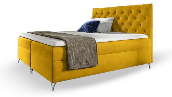 Wilsondo GULIETTE kárpitozott boxspring ágy matracokkal 120x200 - sárga