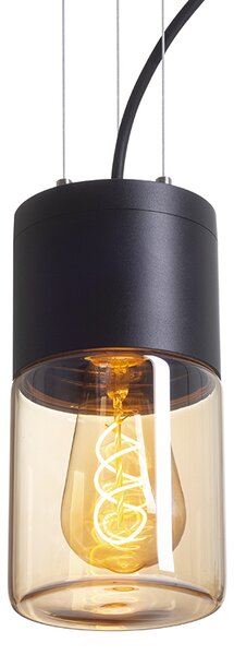 Rendl kültéri függeszték quinn fekete borostyánsárga üveg IP54 r14130