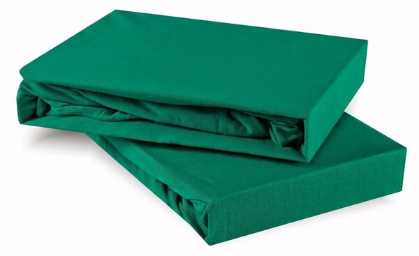 EMI sötétzöld 100% pamutjersey gumis lepedő, Gyerek lepedő 60x120