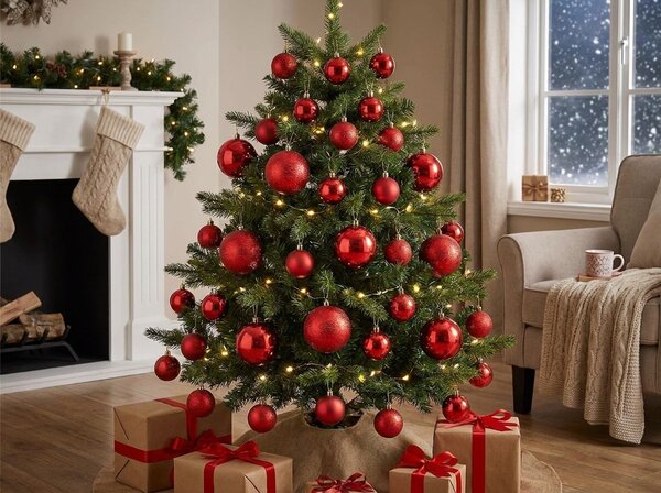 Karácsonyi díszek STARLIGHT szett 46 db, piros