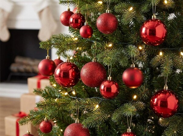 Karácsonyi díszek STARLIGHT szett 46 db, piros