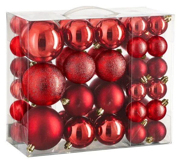 Karácsonyi díszek STARLIGHT szett 46 db, piros