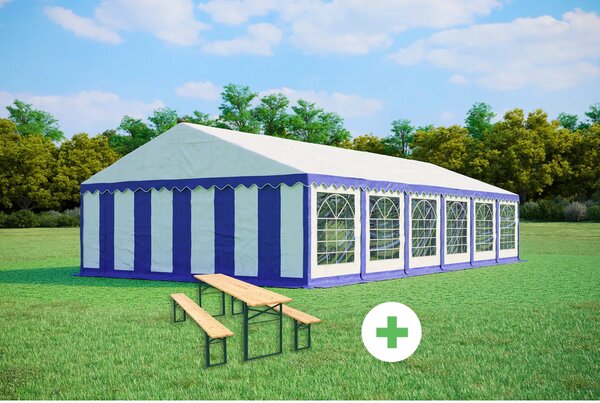 SZETT: Party sátor 6x12 m PREMIUM – sátor + sörpad szettek szín zöld-fehér