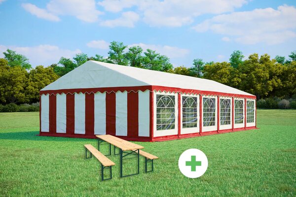 SZETT: Party sátor 6x12 m PREMIUM – sátor + sörpad szettek szín zöld-fehér