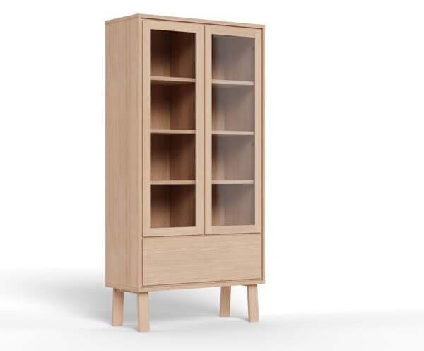 Könyvespolc Norsica Levsonu 102, Zárt, Fiókokkal, Ajtókkal, Természetes fa furnér, Laminált forgácslap, 180x90x35cm, Tölgy