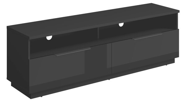 TV-állvány Talevaro 103, Laminált forgácslap, 51x160x41cm, Fekete, Fényes fekete