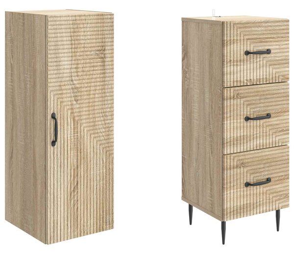 VidaXL Szekrény szett 2 db 33 x 34,5 x 90 cm Szerelt Fa Sonoma Tölgy