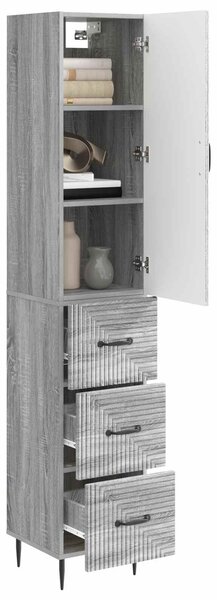 VidaXL Szekrény szett 2 db 33 x 34,5 x 90 cm Szerelt Fa Szürke Sonoma
