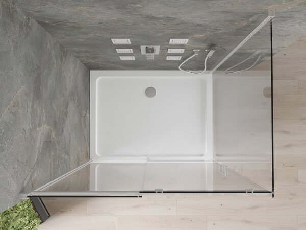Mexen Omega 120 x 70 cm-es tolóajtós zuhanykabin, átlátszó, króm + Flat zuhanytálca - 825-120-070-01-00-4010