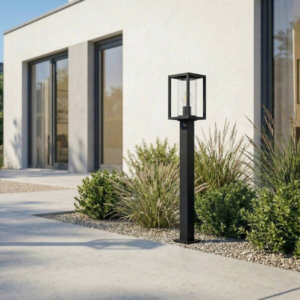 Lucande ösvény világítás Ferda, 100 cm, antracit, IP44, dimmelhető, Fekete, Alumínium, Modern