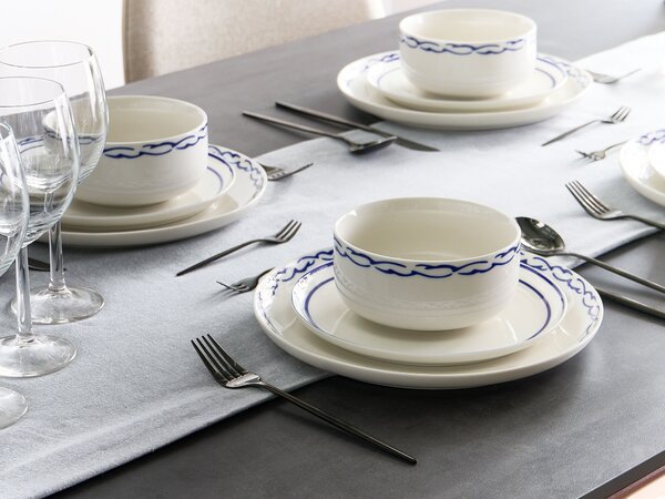 12 darabos étkészlet AMCHUR Porcelán Fehér/kék