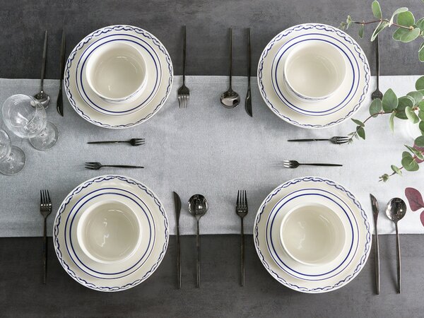 12 darabos étkészlet AMCHUR Porcelán Fehér/kék