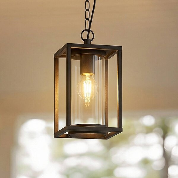 Lucande kültéri függesztéklámpa Ferda, 25 cm, antracit, IP44, dimmelhető, Fekete, Alumínium, Modern