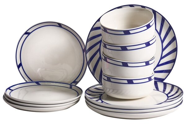 12 darabos étkészlet SHISO Porcelán Fehér/kék