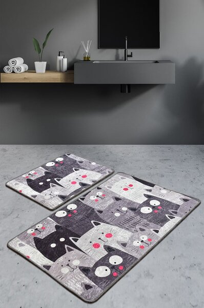 Szürke fürdőszobai kilépő szett 2 db-os 60x100 cm Meow – Foutastic