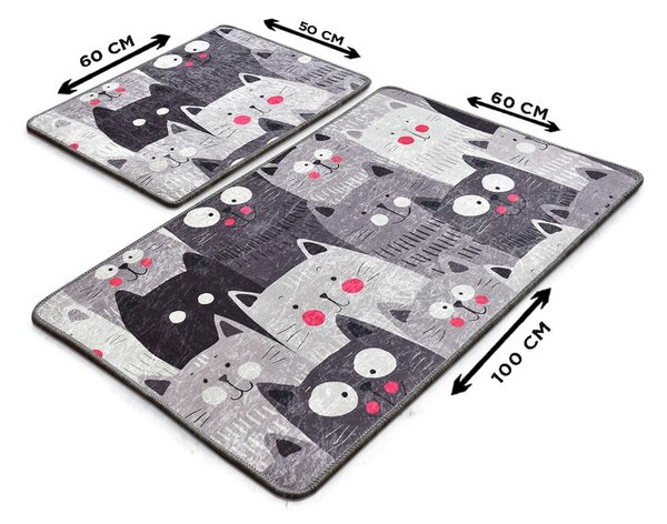 Szürke fürdőszobai kilépő szett 2 db-os 60x100 cm Meow – Foutastic