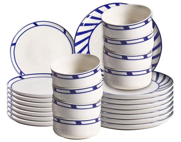 24 darabos étkészlet SHISO Porcelán Fehér/kék