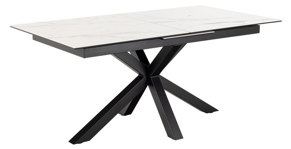 Asztal Norsica 676, 76x90cm, Fekete, Fehér márvány